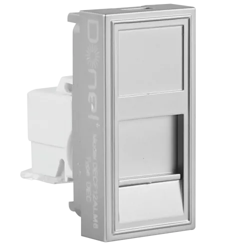 Розетка компьютерная RJ45 кат.6 UTP, 1 модуль, 22,5х45мм, цвет алюминий матовый