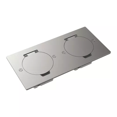 Лючок для электроустановочных изделий стандарта 45х45, установка 2 модулей 45х45мм, IP44, с круглой крышкой, БЕЗ установочного набора, цвет никель