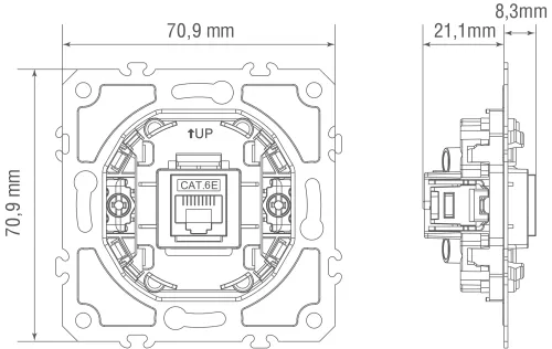 Механизм розетки RJ45 одиночная cat.6/ClassE-8, серия D16