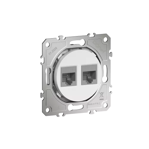 Розетка компьютерная RJ45 cat.5e на 2 порта, цвет матовый белый, серия D16, Donel