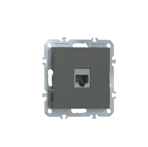 Розетка RJ11, телефонная на 1 выход, цвет матовый титан, серия A07 Donel