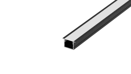 Встраиваемый алюминиевый профиль, сечение 15,9х10мм, длина 2 метра, в комплекте матовый экран, 4 торцевые заглушки, 4 крепежа, цвет черный