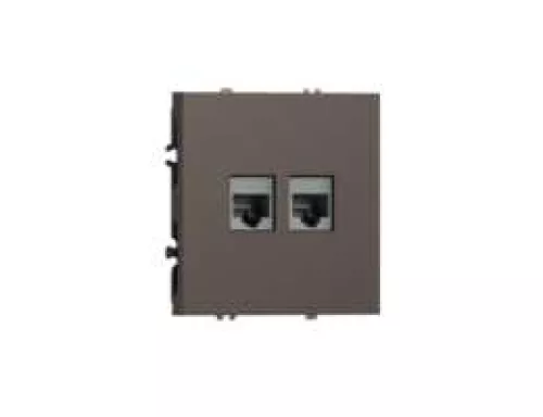 Розетка RJ11 + RJ45 cat.6, комбинированная на 2 выхода (телефон + компьютер), цвет мокко, серия S08 Donel