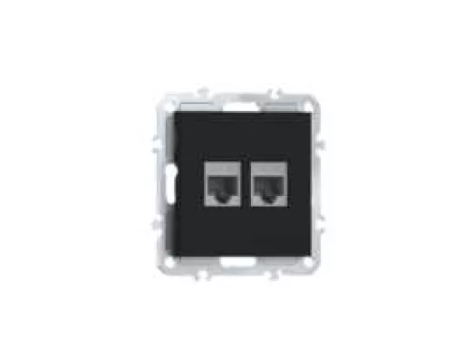 Розетка RJ45 + RJ45 cat.5, компьютерная на 2 выхода, цвет матовый карбон, серия A07 Donel