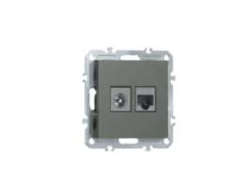 Розетка RJ45 cat.5 + TV 0-2400 МГц, комбинированная на 2 выхода (компьютер + телевизор), цвет матовый титан, серия A07 Donel