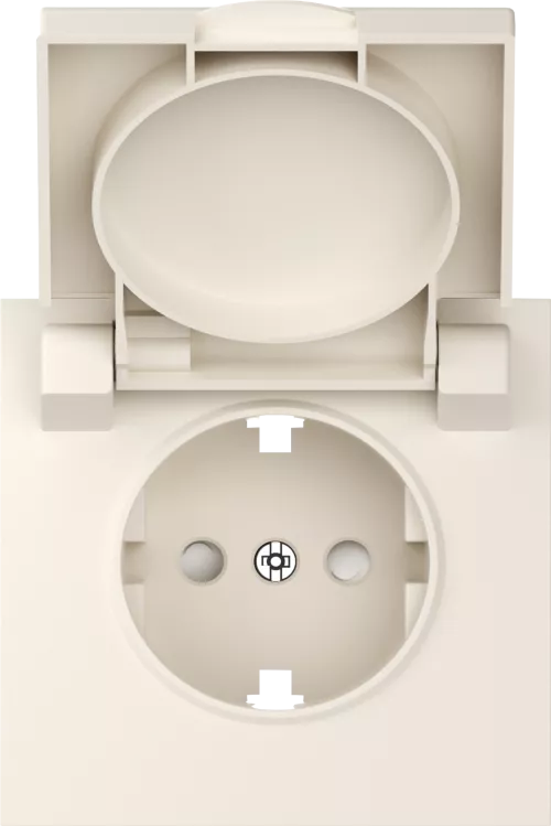 Накладка для розетки Schuko с заземлением, с крышкой, 16A 250 В~, матовый кремовый, серия S08