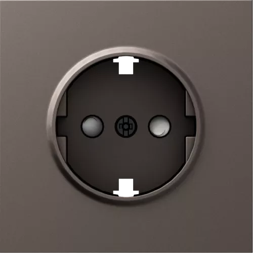 Накладка для розетки Schuko с заземлением, со шторками, цвет мокко, серия S08 Donel