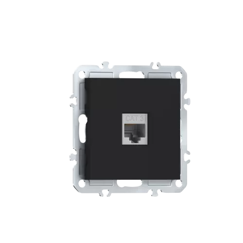 Розетка RJ11, телефонная на 1 выход, цвет матовый карбон, серия A07 Donel