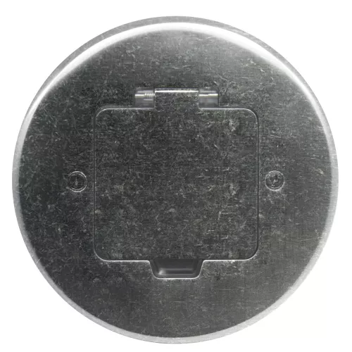 Лючок для электроустановочных изделий стандарта 45х45, установка 1 модуля 45х45мм, IP44, круглый, с квадратной крышкой, с универсальным установочным набором, цвет оцинкованная сталь