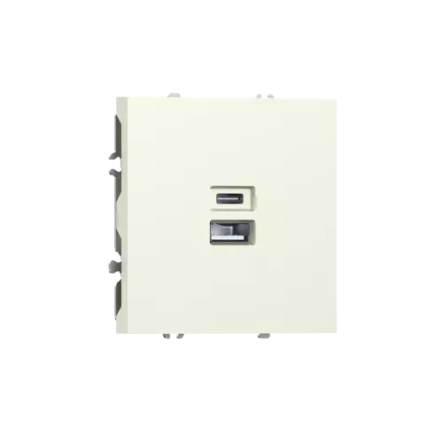 USB-зарядка типа A+С 3100мA 20Вт, цвет слоновая кость, серия S08 Donel