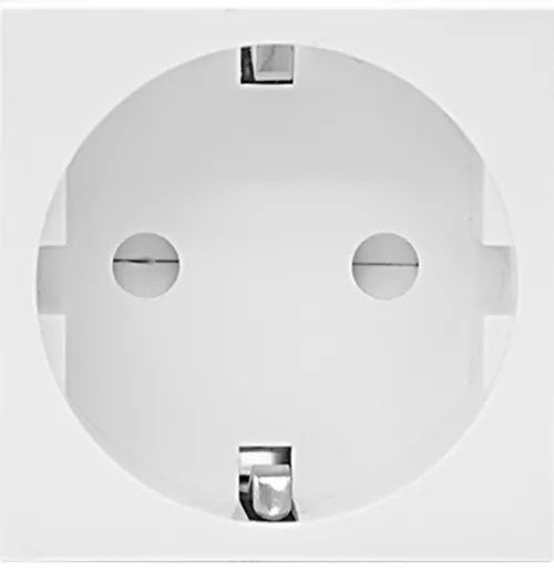 Розетка с заземлением с защитными шторками 16А 250В, 2 модуля, 45х45мм, на винтах, цвет белый