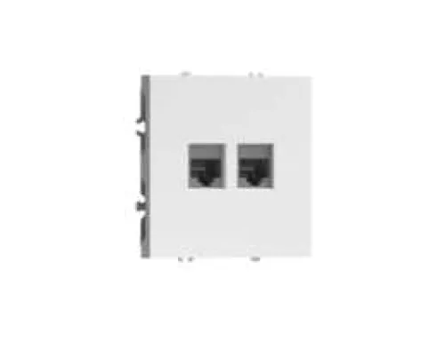 Розетка RJ11 + RJ45 cat.6, комбинированная на 2 выхода (телефон + компьютер), цвет матовый белый, серия S08 Donel