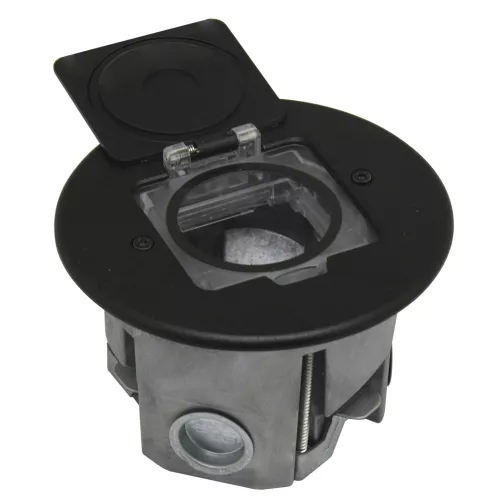 Лючок для электроустановочных изделий стандарта 45х45, установка 1 модуля 45х45мм, IP44, круглый, с квадратной крышкой, с универсальным установочным набором, цвет антрацит