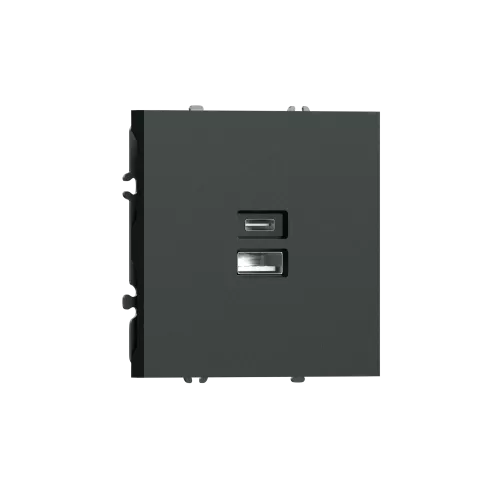 USB-зарядка типа A+С 3100мA 20Вт, цвет графит черный, серия S08 Donel