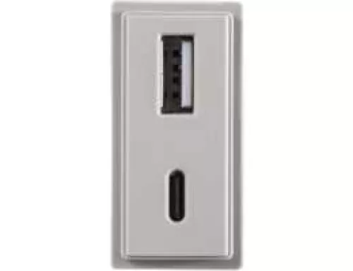 Зарядное устройство USB Стандарт A-С 5V 3100мА 1 модуль, серый