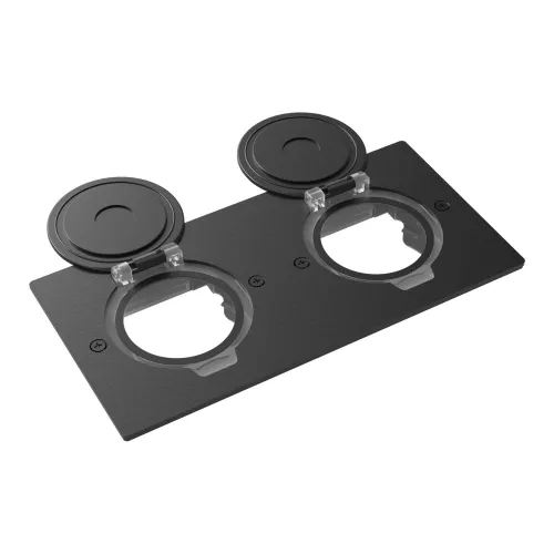 Лючок для электроустановочных изделий стандарта 45х45, установка 2 модулей 45х45мм, IP44, с круглой крышкой, БЕЗ установочного набора, цвет антрацит