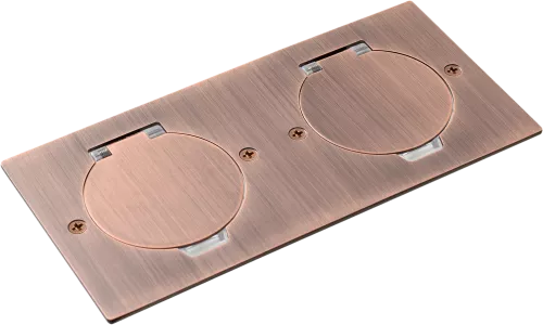 Лючок для электроустановочных изделий стандарта 45х45, установка 2 модулей 45х45мм, IP44, с круглой крышкой, БЕЗ установочного набора, цвет красная медь