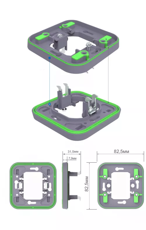 Рамка с крышкой для скрытой установки розетки IP55, цвет антрацит, серия W55 Donel