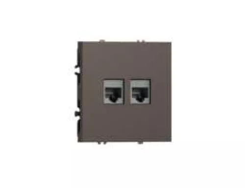 Розетка RJ11 + RJ11, телефонная на 2 выхода, цвет мокко, серия S08 Donel