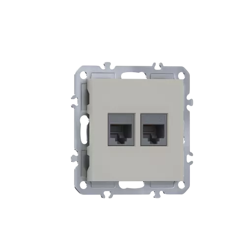 Розетка RJ11 + RJ11, телефонная на 2 выхода, цвет матовый кашемир, серия A07 Donel