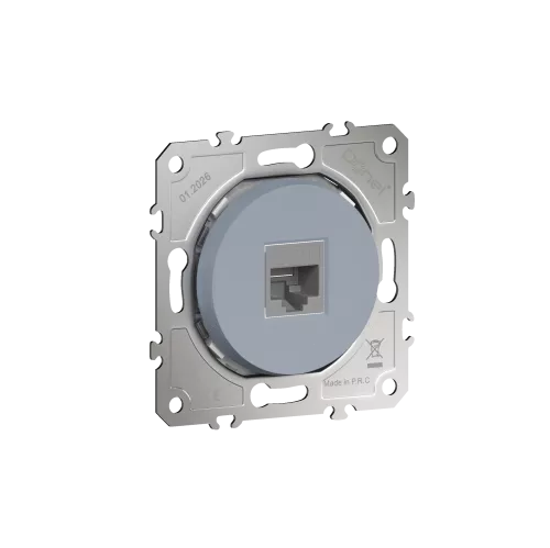 Розетка компьютерная RJ45 cat.5e на 1 порт, цвет матовый серый, серия D16, Donel