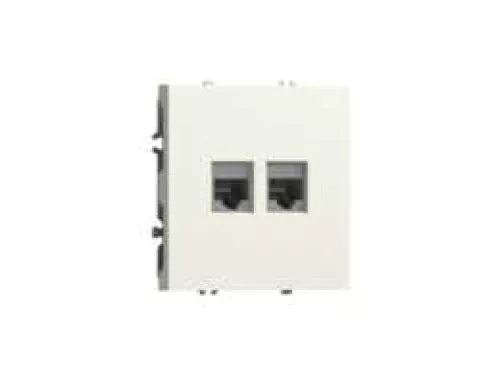 Розетка RJ11 + RJ45 cat.6, комбинированная на 2 выхода (телефон + компьютер), цвет слоновая кость, серия S08 Donel