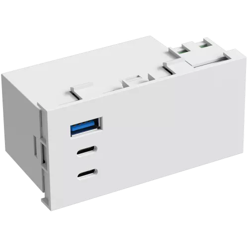 USB-зарядка 100W типа A+С+С, 4 модуля, 45х90мм, цвет белый