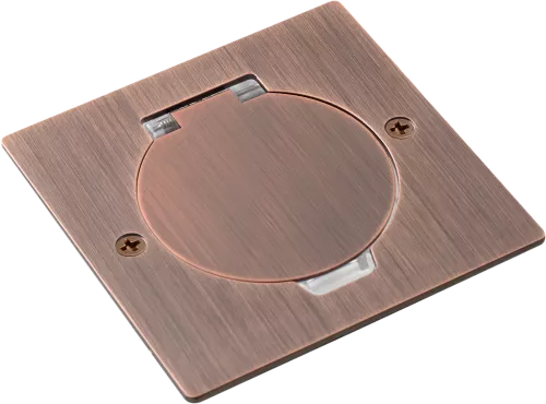 Лючок для электроустановочных изделий стандарта 45х45, установка 1 модуля 45х45мм, IP44, квадратный, с круглой крышкой, БЕЗ установочного набора, цвет красная медь