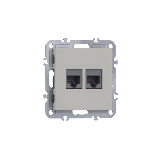 Розетка RJ11 + RJ45 cat.6, комбинированная на 2 выхода (телефон + компьютер), цвет матовый кашемир, серия A07 Donel