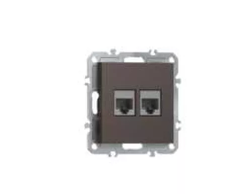 Розетка RJ45 + RJ45 cat.5, компьютерная на 2 выхода, цвет мокко, серия A07 Donel