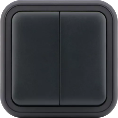 Выключатель 2-клавишный проходной накладной 10A 250В IP55 на винтах, цвет антрацит, серия W55 Donel
