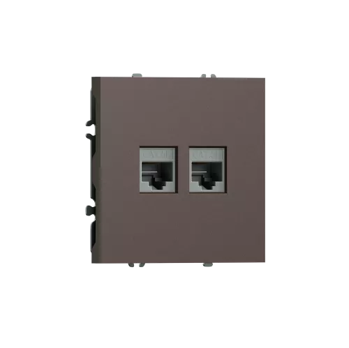 Розетка RJ45 + RJ45 cat.5, компьютерная на 2 выхода, цвет мокко, серия S08 Donel