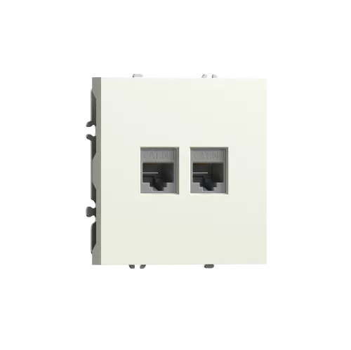 Розетка RJ45 + RJ45 cat.5, компьютерная на 2 выхода, цвет слоновая кость, серия S08 Donel