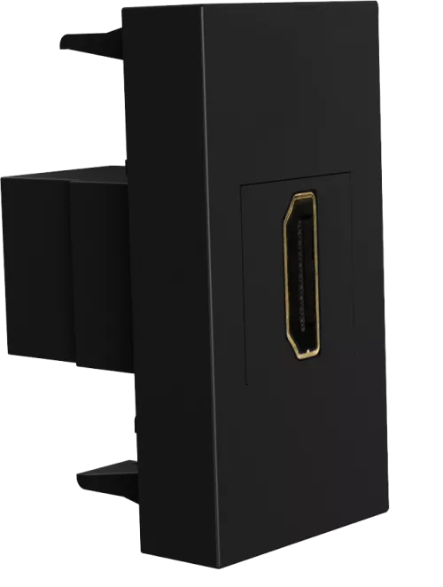 Разъём HDMI для передачи данных, 1 модуль, 22.5х45мм, цвет черный