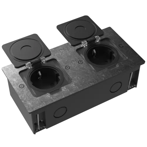 Лючок для электроустановочных изделий стандарта 45х45, установка 2 модулей 45х45мм, IP44, с квадратной крышкой, БЕЗ установочного набора, цвет оцинкованная сталь