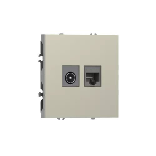 Розетка RJ45 cat.6 + TV 0-2400 МГц, комбинированная на 2 выхода (компьютер + телевизор), цвет шампань, серия S08 Donel