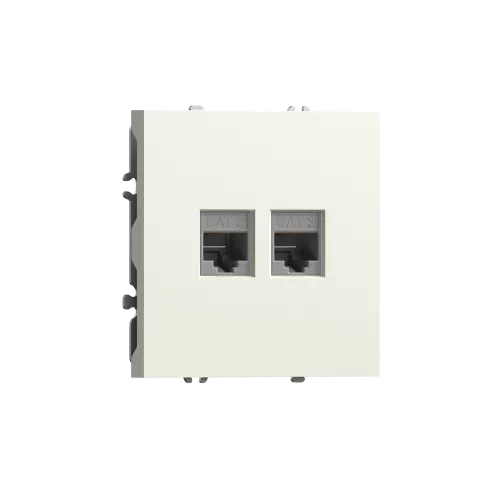 Розетка RJ11 + RJ11, телефонная на 2 выхода, цвет слоновая кость, серия S08 Donel