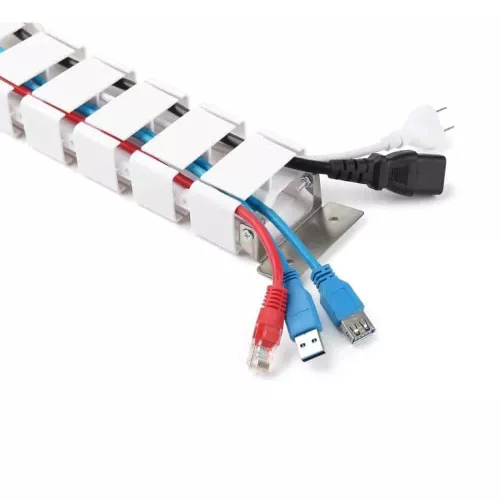 Пластиковый органайзер вертикальный SquareDesign для декоративной укладки проводов, длина 0,792 метра, цвет белый