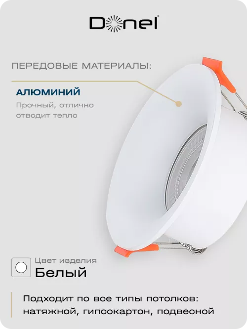 Светильник встраиваемый под LED-лампу с цоколем GU10  D90xH35мм IP20, белый, без лампы