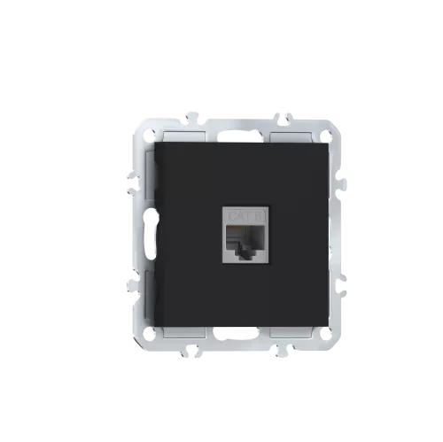 Розетка RJ45 cat.6, компьютерная на 1 выход, цвет матовый карбон, серия A07 Donel