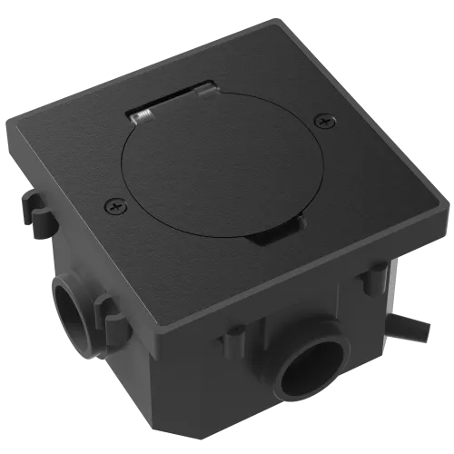 Лючок для электроустановочных изделий стандарта 45х45, установка 1 модуля 45х45мм, IP44, квадратный, с круглой крышкой, БЕЗ установочного набора, цвет антрацит