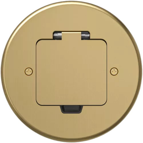 Лючок для электроустановочных изделий стандарта 45х45, установка 1 модуля 45х45мм, IP44, круглый, с квадратной крышкой, с универсальным установочным набором, цвет золото
