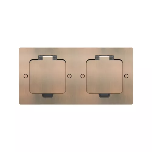 Лючок для электроустановочных изделий стандарта 45х45, установка 2 модулей 45х45мм, IP44, с квадратной крышкой, БЕЗ установочного набора, цвет красная медь