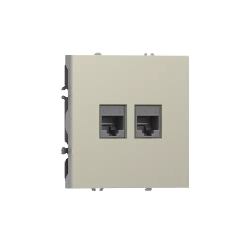 Розетка RJ11 + RJ11, телефонная на 2 выхода, цвет шампань, серия S08 Donel