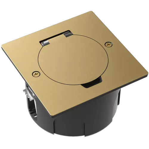 Лючок для электроустановочных изделий стандарта 45х45, установка 1 модуля 45х45мм, IP44, квадратный, с круглой крышкой, БЕЗ установочного набора, цвет зотоло