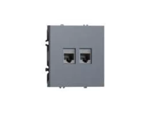 Розетка RJ11 + RJ45 cat.6, комбинированная на 2 выхода (телефон + компьютер), цвет сталь, серия S08 Donel