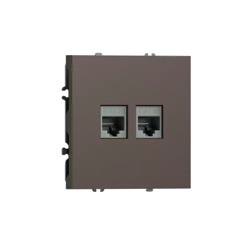 Розетка RJ11 + RJ45 cat.6, комбинированная на 2 выхода (телефон + компьютер), цвет мокко, серия S08 Donel