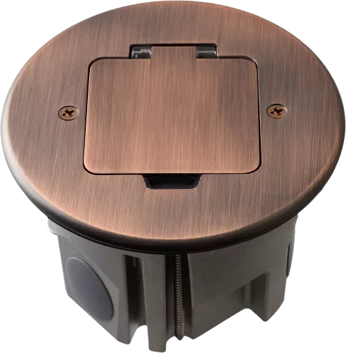 Лючок для электроустановочных изделий стандарта 45х45, установка 1 модуля 45х45мм, IP44, круглый, с квадратной крышкой, с универсальным установочным набором, цвет красная медь