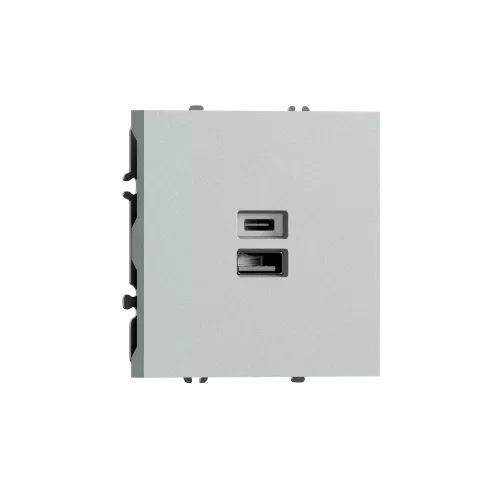 USB-зарядка типа A+С 3100мA 20Вт, цвет графит серый, серия S08 Donel