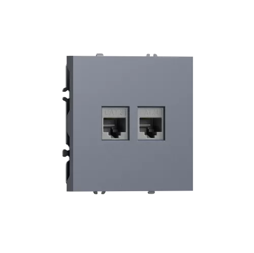 Розетка RJ11 + RJ45 cat.5, комбинированная на 2 выхода (телефон + компьютер), цвет сталь, серия S08 Donel